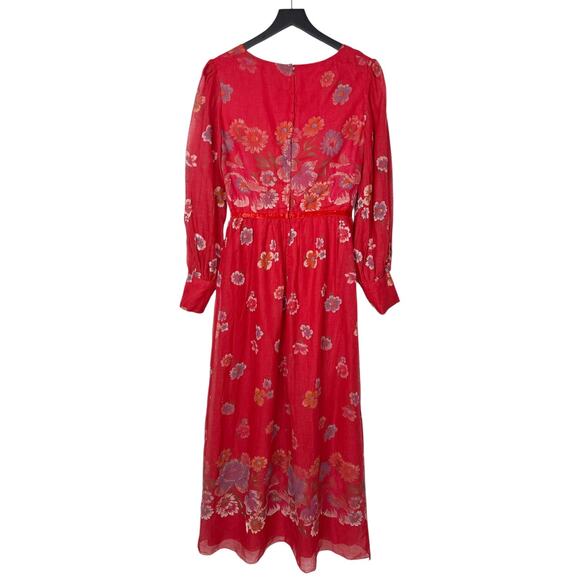 Vintage Floral Maxi Dress Kati at Laura‎ Phillips Womens Small Red Long Boho - Picture 2 of 6